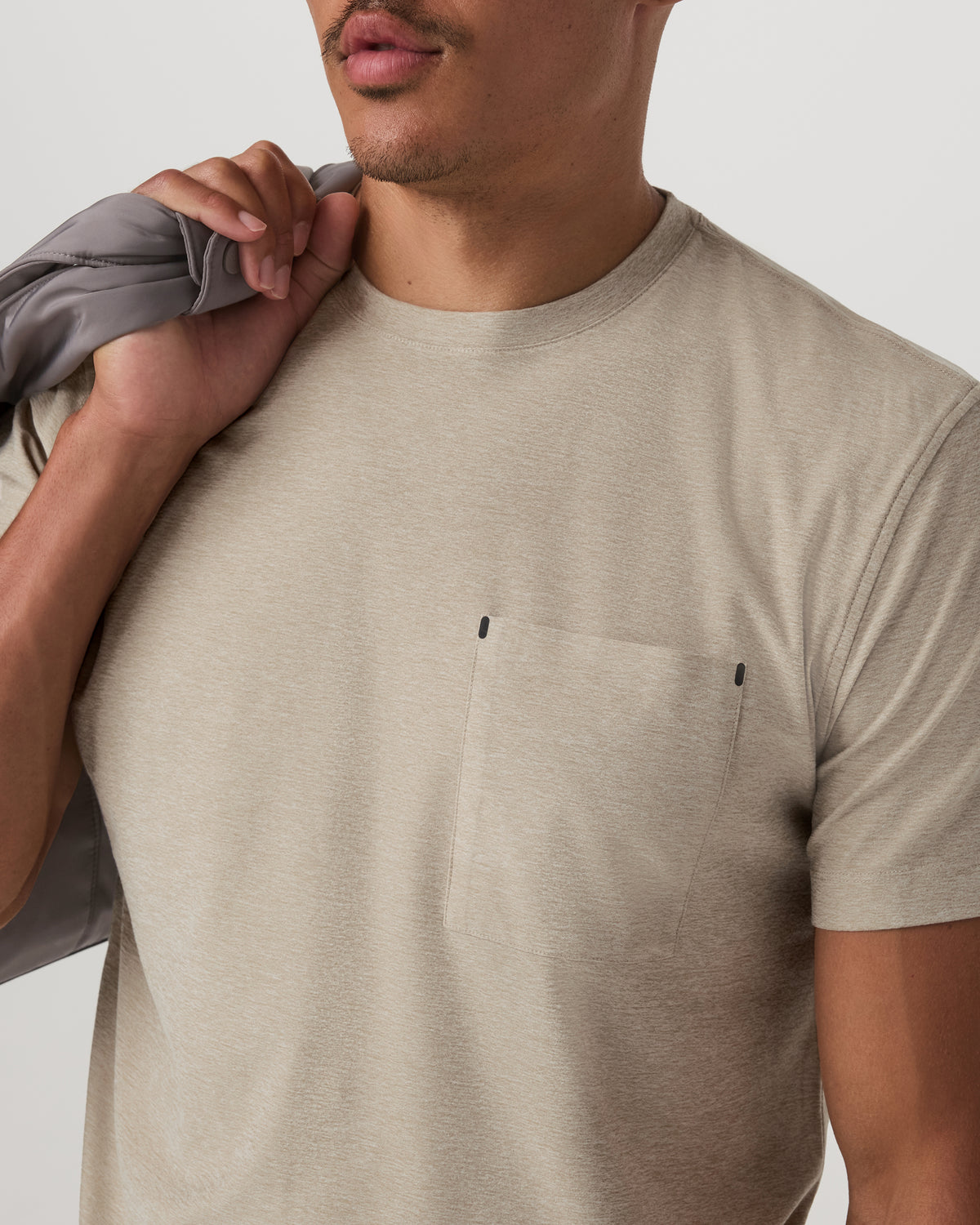 Short Sleeve Strato Pocket Tee-Relaxed Fit Truffle Heather - Vuori