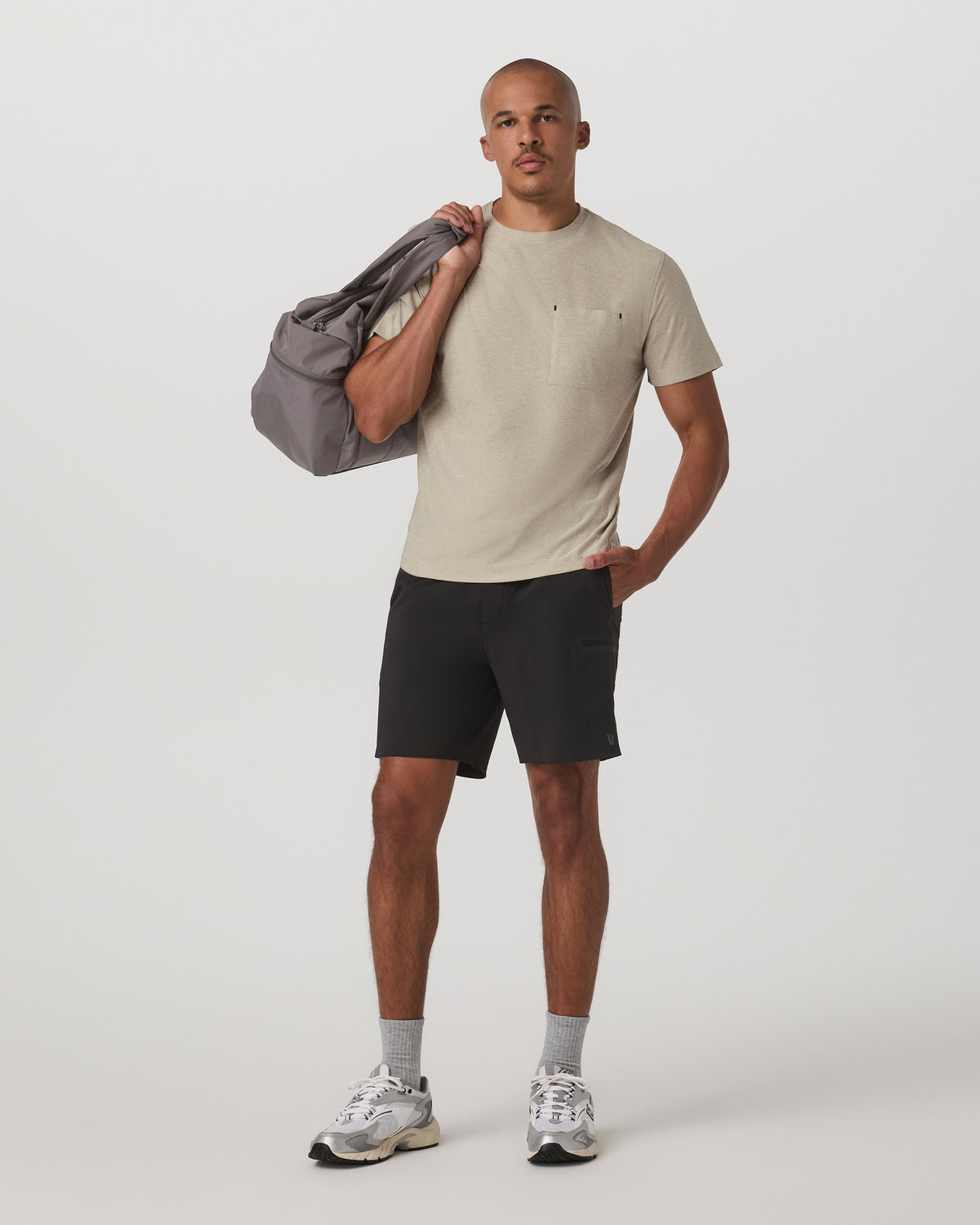Short Sleeve Strato Pocket Tee-Relaxed Fit Truffle Heather - Vuori