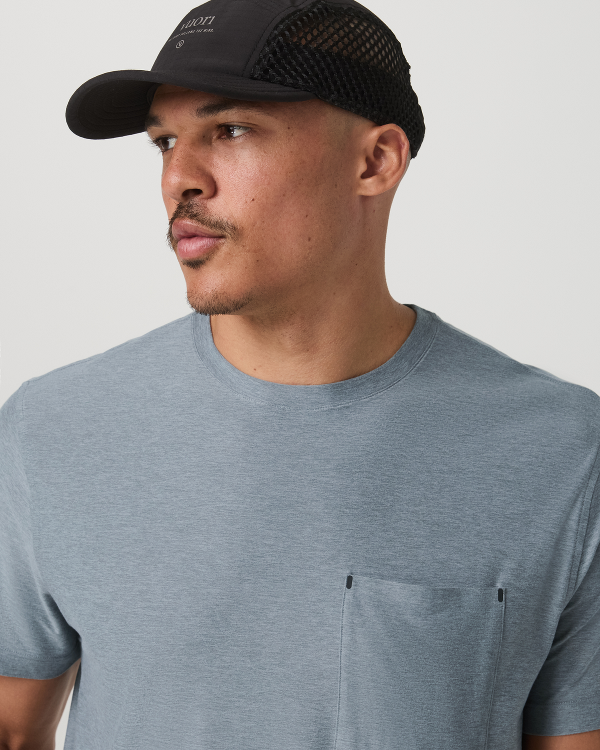 Short Sleeve Strato Pocket Tee-Relaxed Fit Dusty Blue Heather - Vuori
