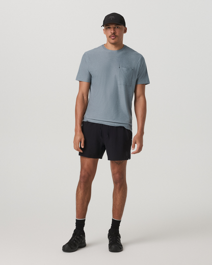 Short Sleeve Strato Pocket Tee-Relaxed Fit Dusty Blue Heather - Vuori