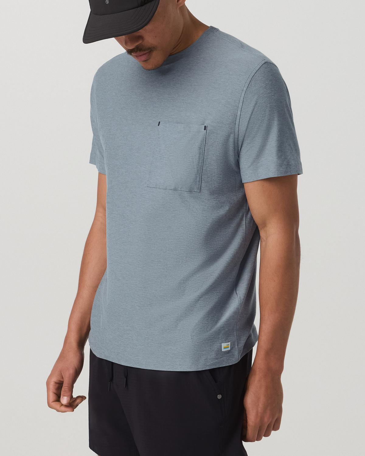 Short Sleeve Strato Pocket Tee-Relaxed Fit Dusty Blue Heather - Vuori