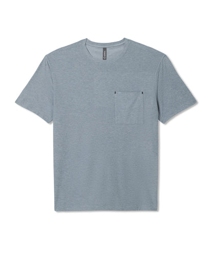 Short Sleeve Strato Pocket Tee-Relaxed Fit Dusty Blue Heather - Vuori