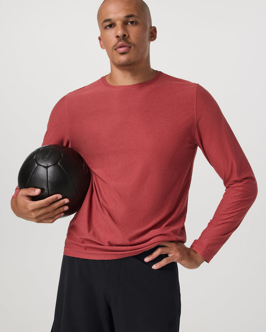 Long Sleeve Strato Tech Tee Fire Heather Workout Shirt - Vuori