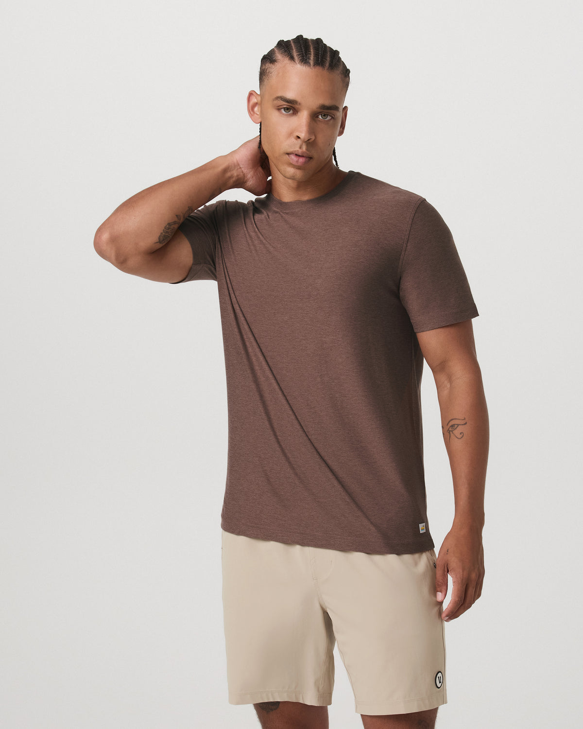 Strato Tech Tee Men's Sable Heather Performance T-Shirt - Vuori