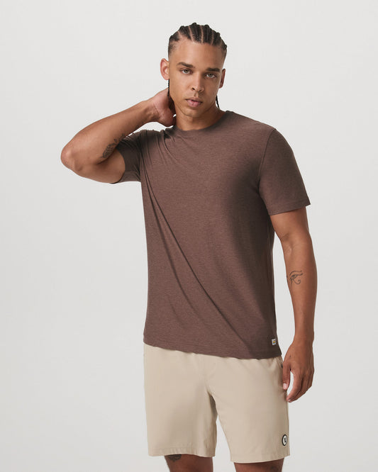 Strato Tech Tee Men's Sable Heather Performance T-Shirt - Vuori