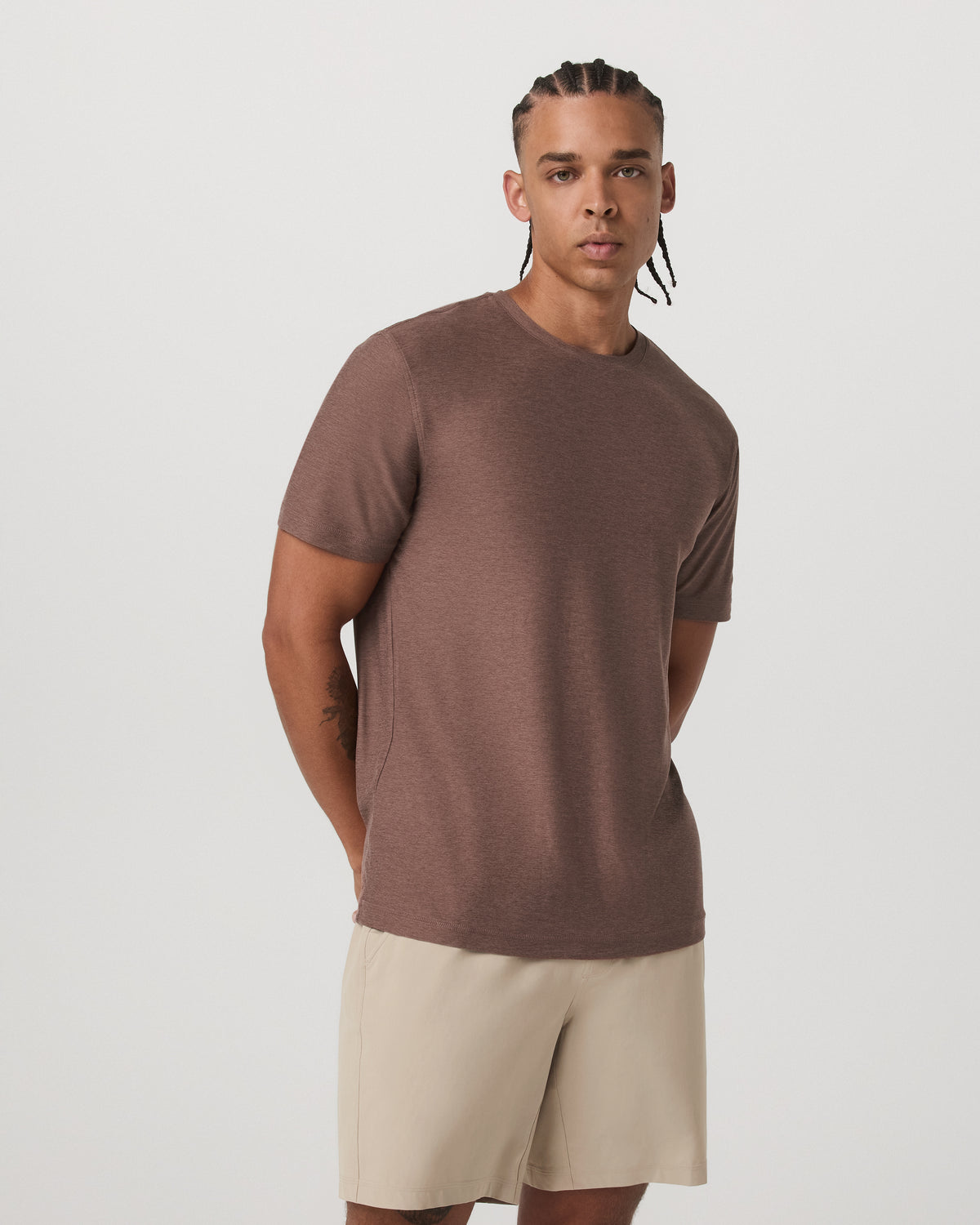 Strato Tech Tee Men's Sable Heather Performance T-Shirt - Vuori