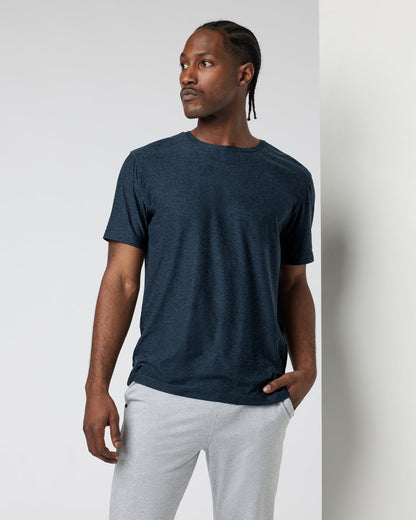 Strato Tech Tee Men's Navy Heather Blue Tee - Vuori