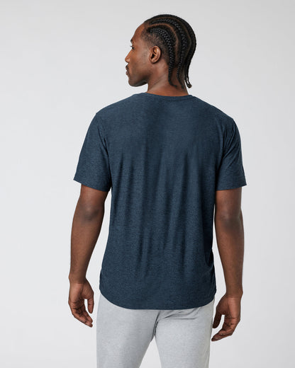 Strato Tech Tee Men's Navy Heather Blue Tee - Vuori