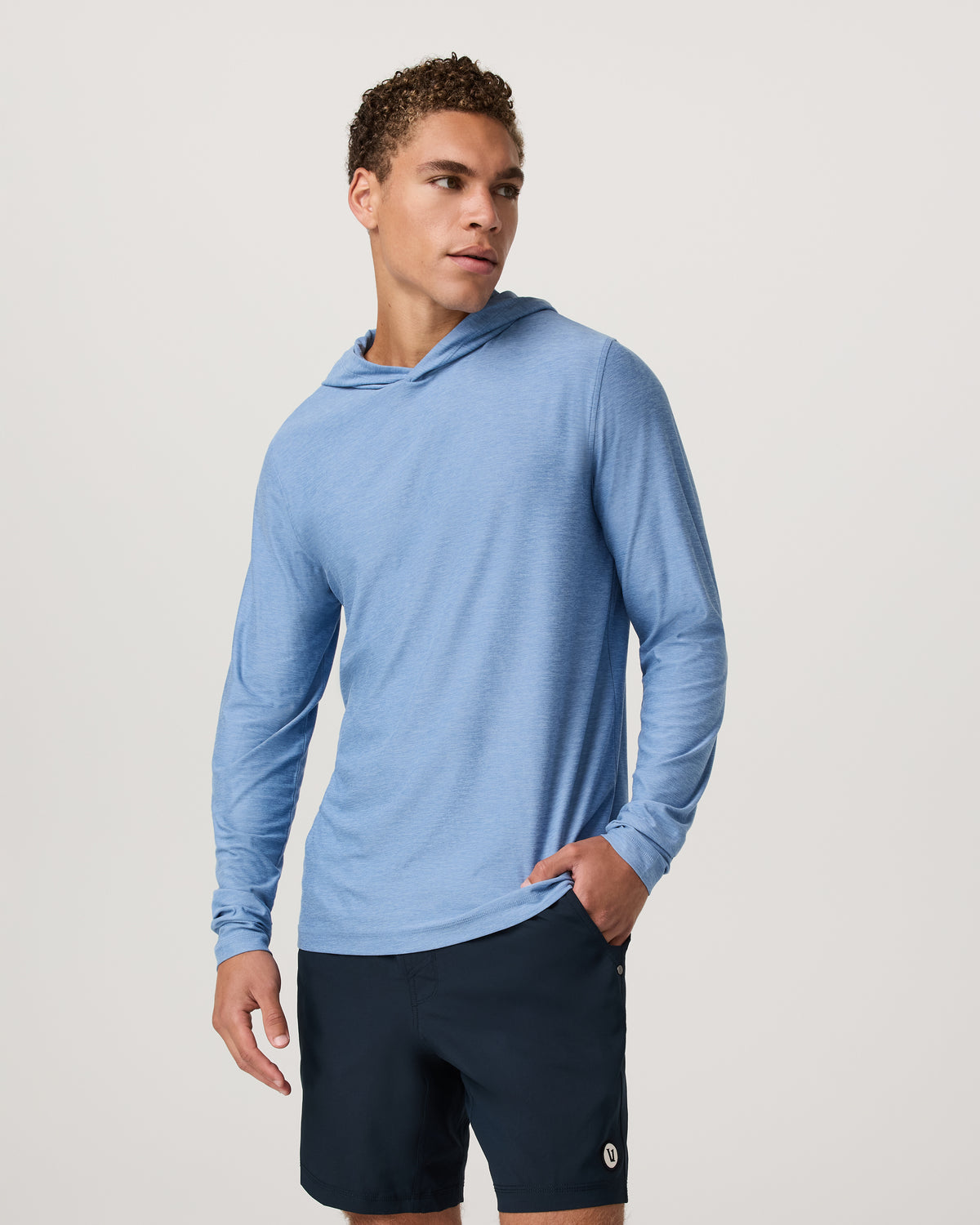 Strato Tech Hoodie Men's Isle Blue Heather Hoodie - Vuori