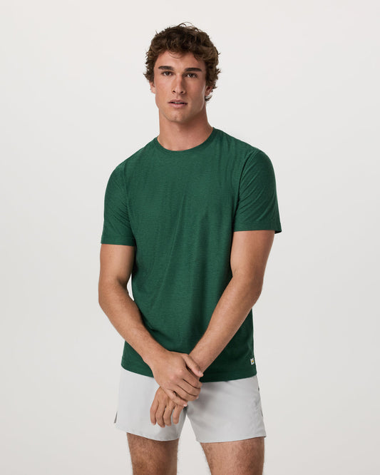 Strato Tech Tee Men's Viridian Heather Performance Shirt - Vuori