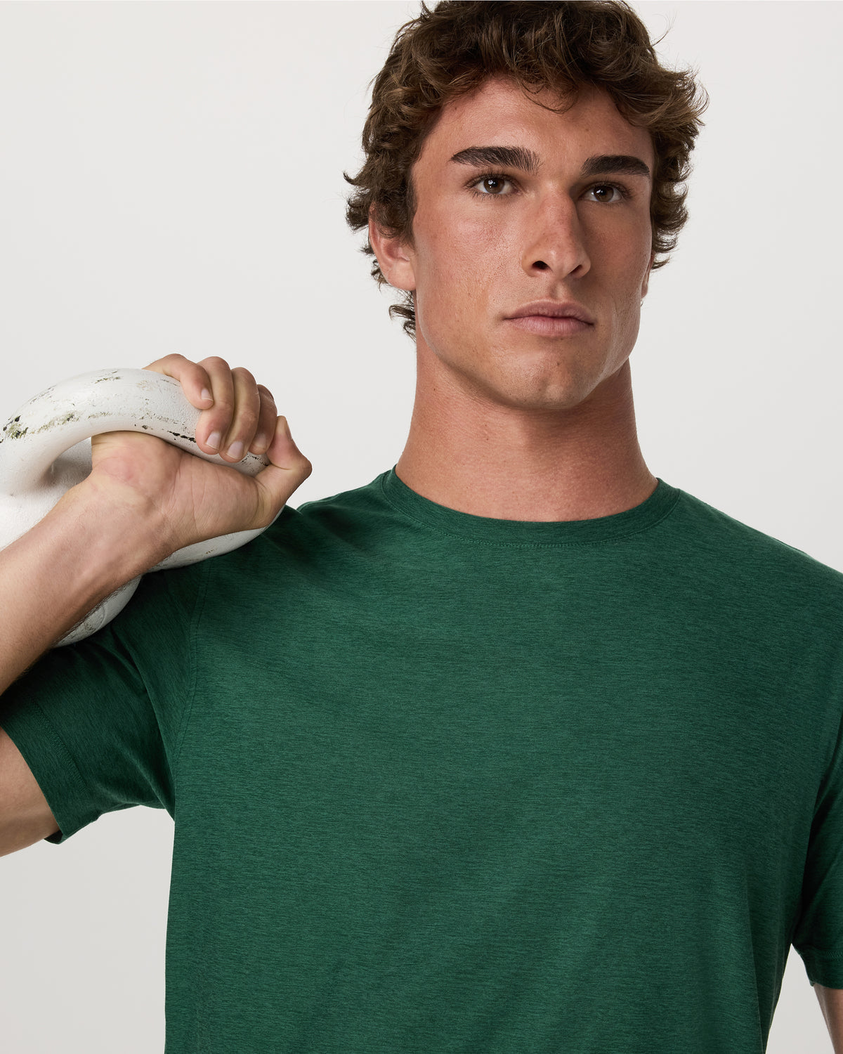 Strato Tech Tee Men's Viridian Heather Performance Shirt - Vuori