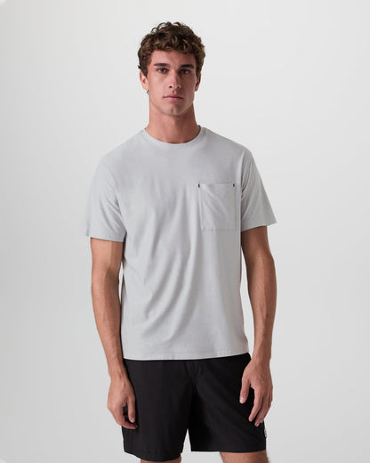 Short Sleeve Strato Pocket Tee - Relaxed Fit Platinum Heather - Vuori