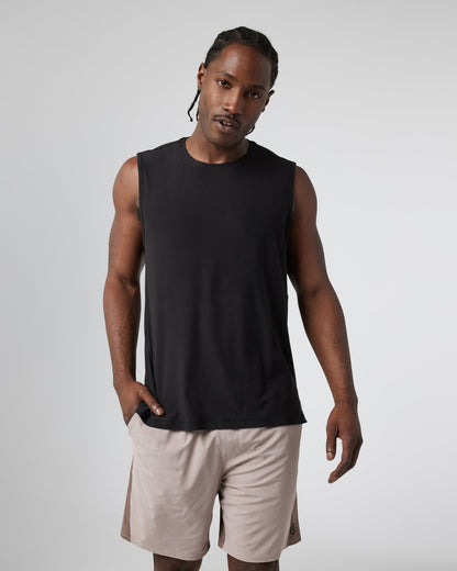 Strato Muscle Tee Men's Black Muscle Shirt - Vuori