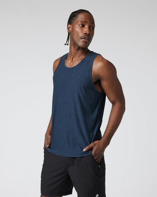 Strato Tech Tank Men's Navy Heather Tank Top - Vuori