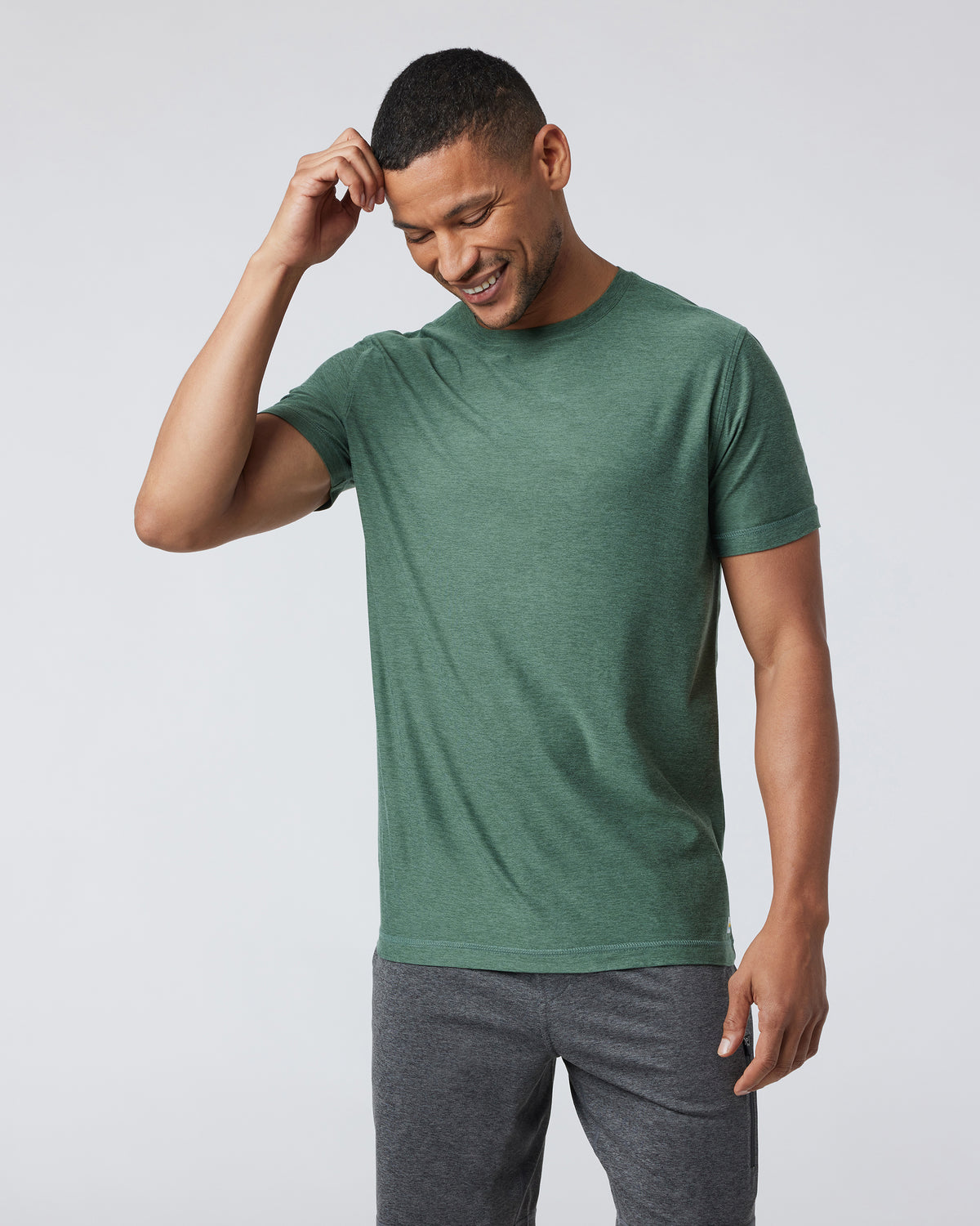 Strato Tech Tee Men's Sea Pine Heather Workout Shirt - Vuori