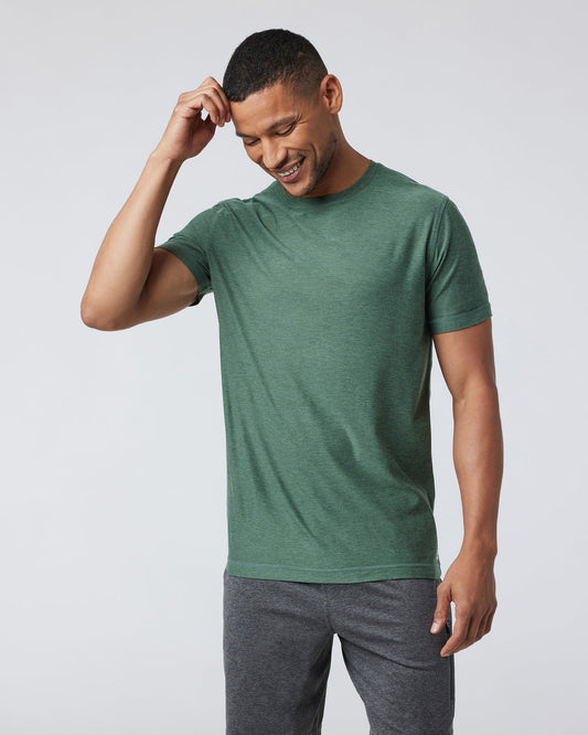 Strato Tech Tee Men's Sea Pine Heather Workout Shirt - Vuori