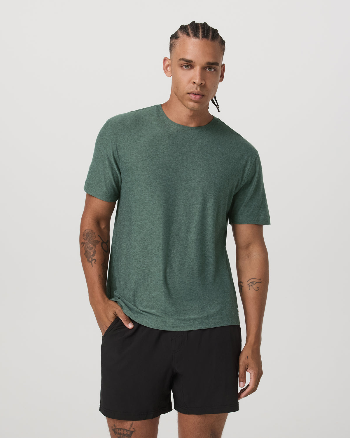 Short Sleeve Strato Tech Tee-Relaxed Fit Agate Green Heather - Vuori