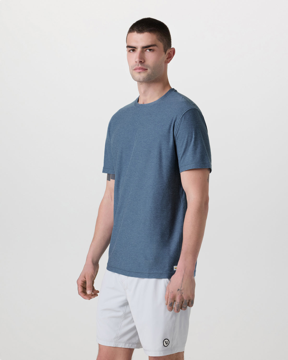 Strato Tech Tee Men's Pool Blue Workout Shirt - Vuori