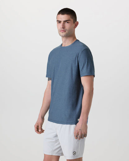 Strato Tech Tee Men's Pool Blue Workout Shirt - Vuori