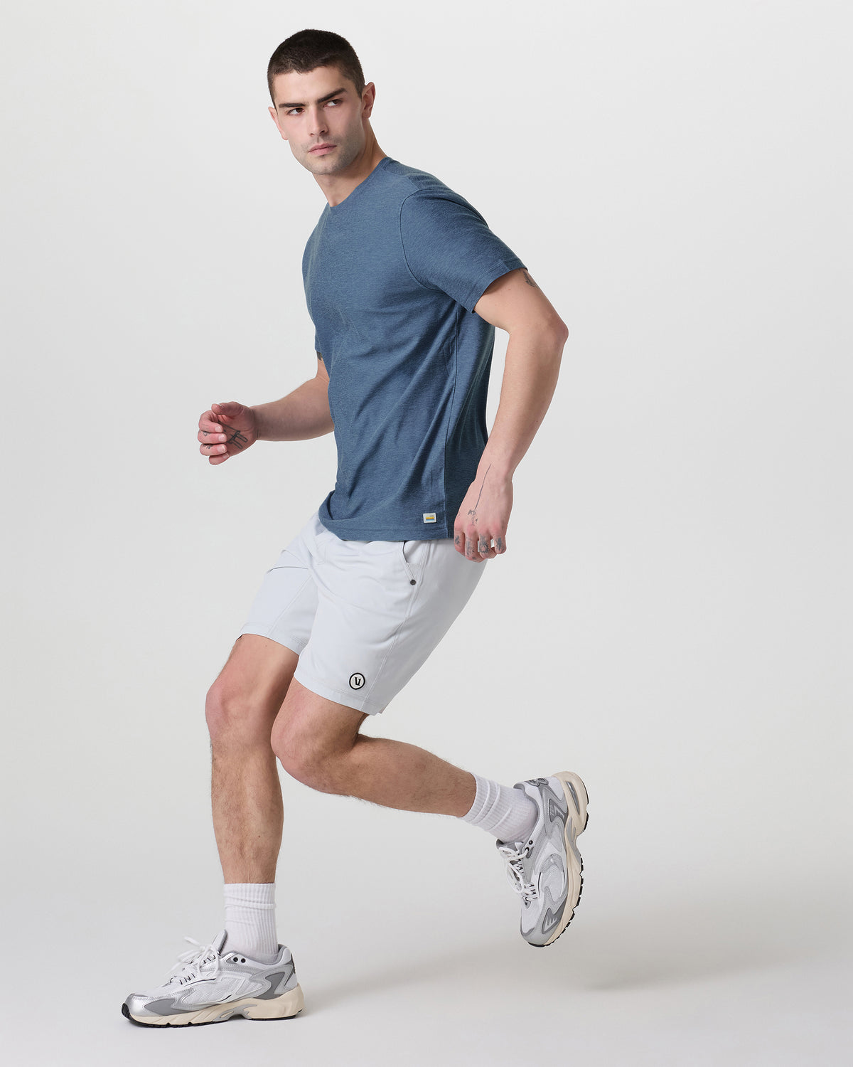 Strato Tech Tee Men's Pool Blue Workout Shirt - Vuori