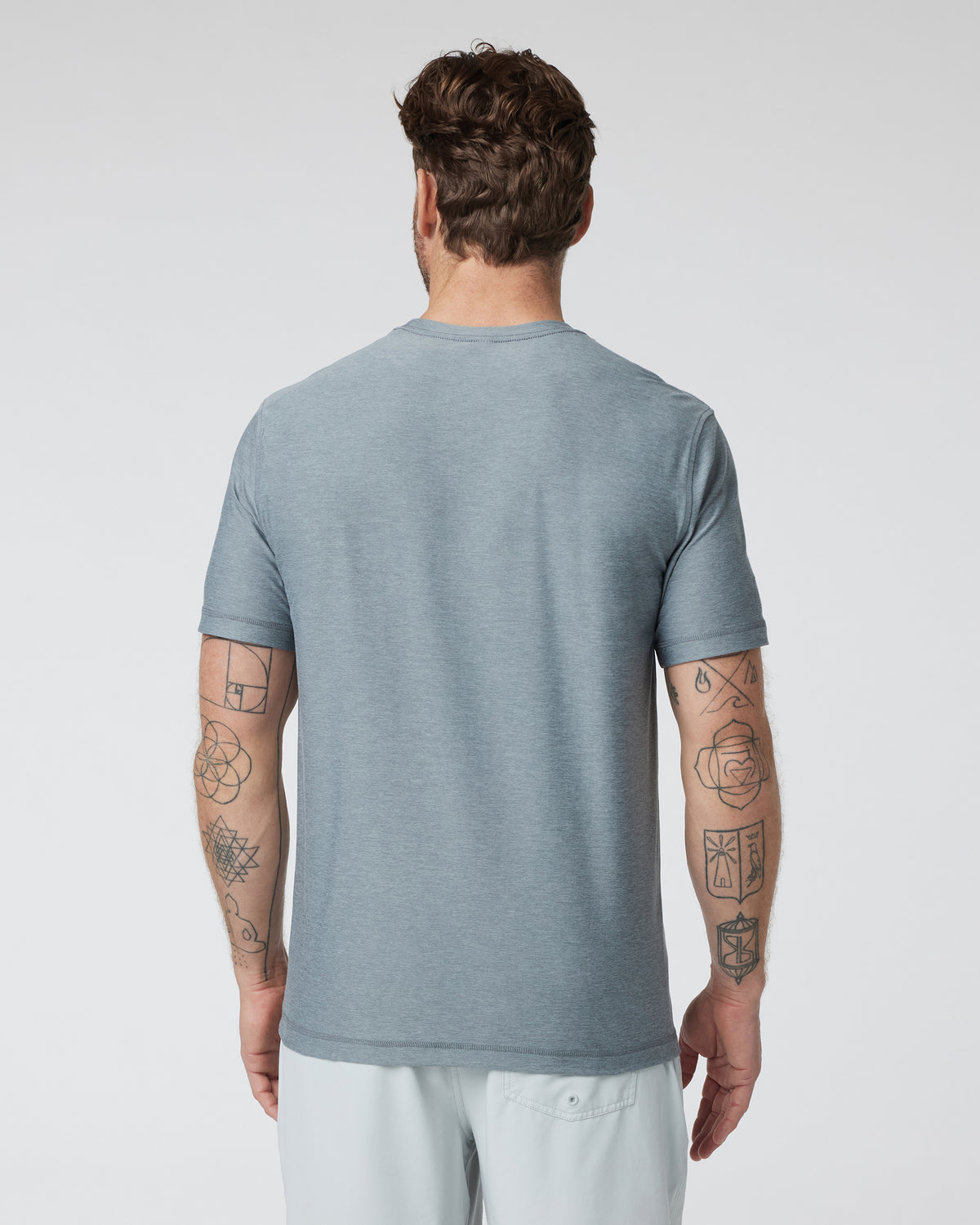 Strato Tech Tee Dusty Blue Heather Workout Shirt - Vuori