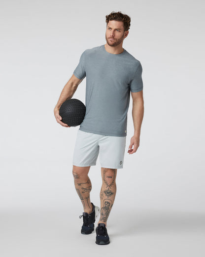 Strato Tech Tee Dusty Blue Heather Workout Shirt - Vuori