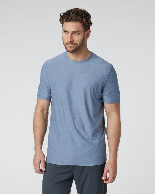Strato Tech Tee Men's Chambray Heather Workout Shirt - Vuori