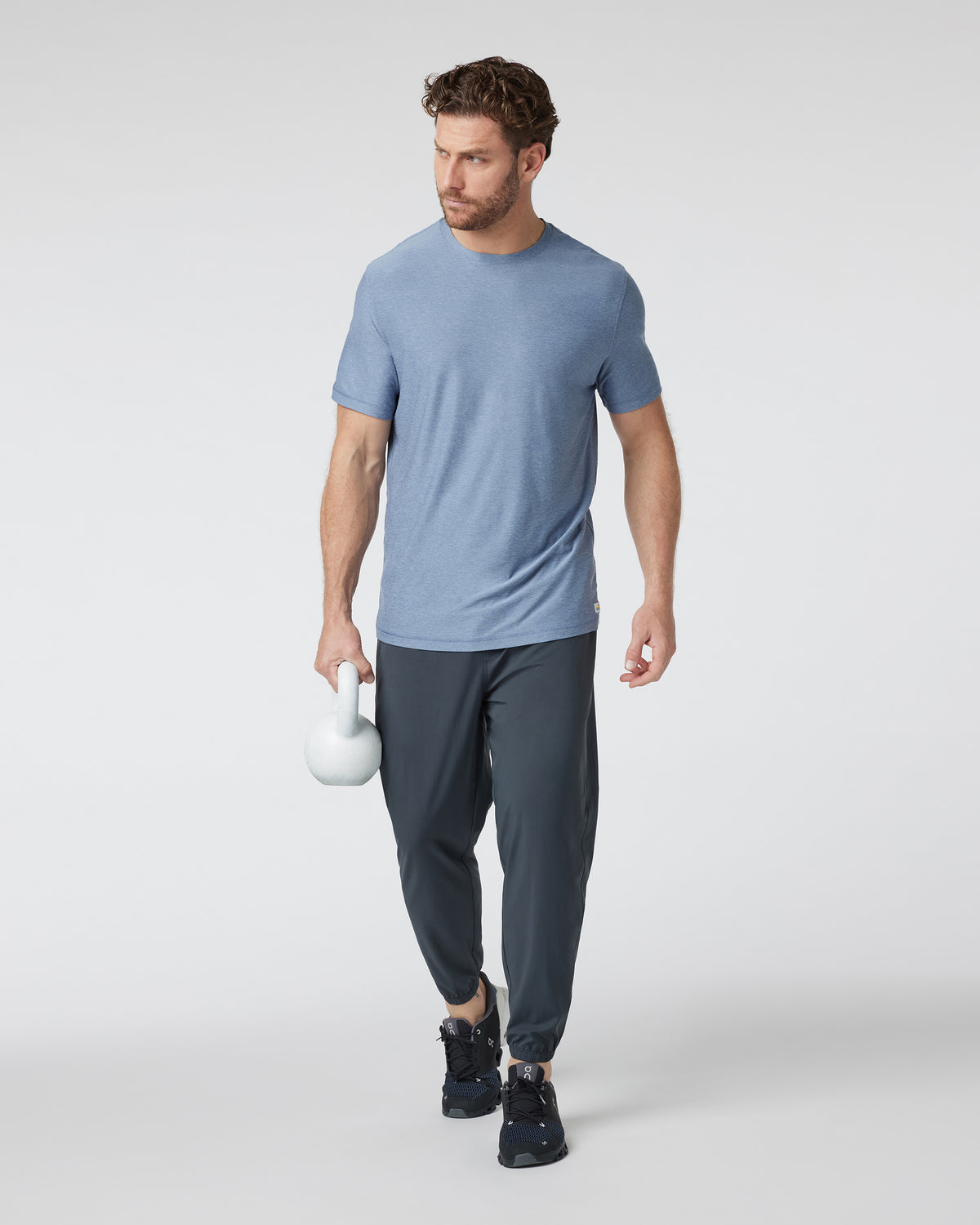 Strato Tech Tee Men's Chambray Heather Workout Shirt - Vuori