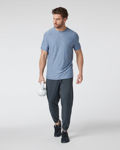 Strato Tech Tee Men's Chambray Heather Workout Shirt - Vuori