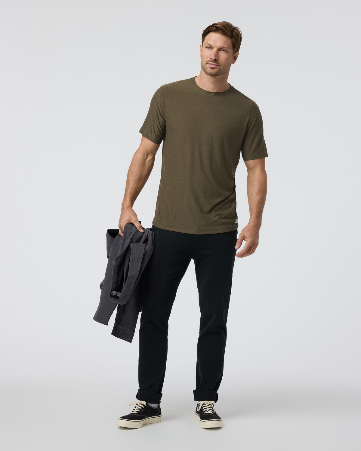 Strato Tech Tee Men's Moss Green Workout Shirt - Vuori