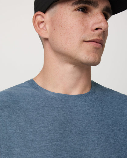 Strato Muscle Tee Men's Pool Blue Heather Tank Top - Vuori