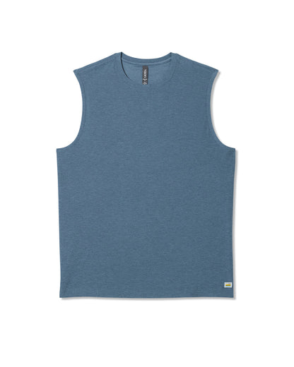 Strato Muscle Tee Men's Pool Blue Heather Tank Top - Vuori