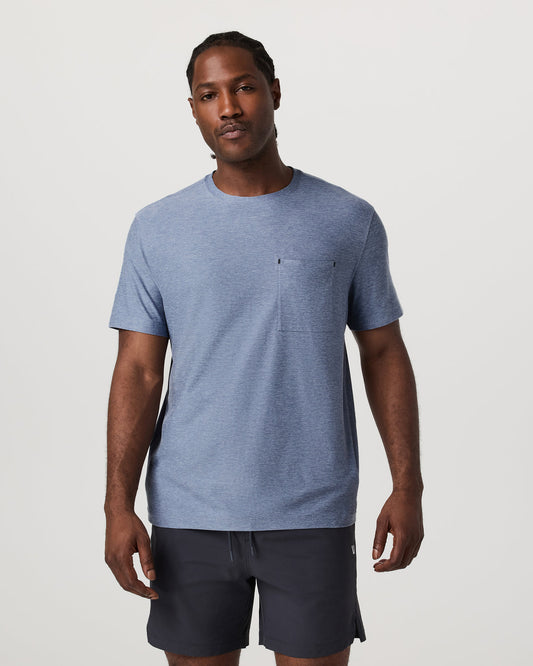 Men's Short Sleeve Strato Pocket Tee - Relaxed Chambray - Vuori