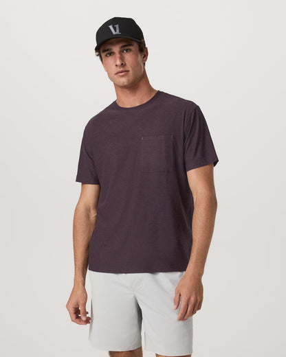 Short Sleeve Strato Pocket Tee - Relaxed Fit Raisin Heather - Vuori