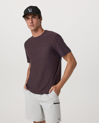 Short Sleeve Strato Pocket Tee - Relaxed Fit Raisin Heather - Vuori