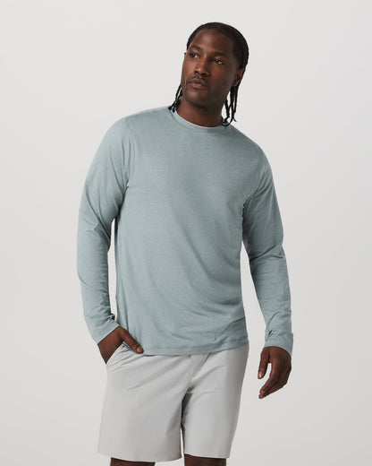 Long Sleeve Ponto Performance Tee Misty Blue Heather - Vuori