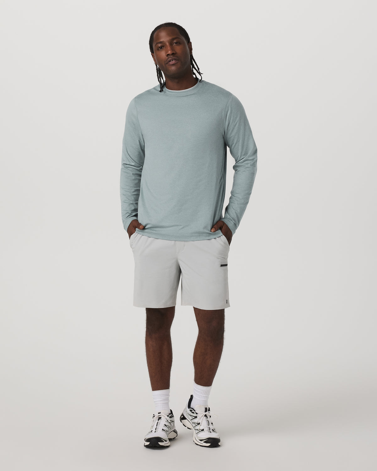 Long Sleeve Ponto Performance Tee Misty Blue Heather - Vuori