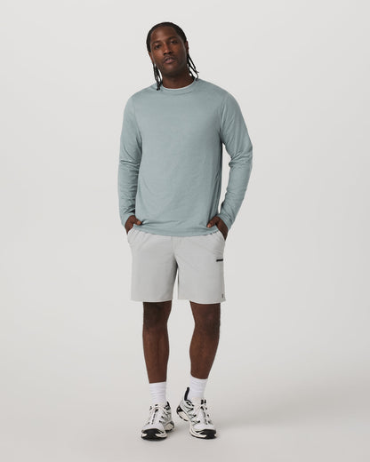 Long Sleeve Ponto Performance Tee Misty Blue Heather - Vuori