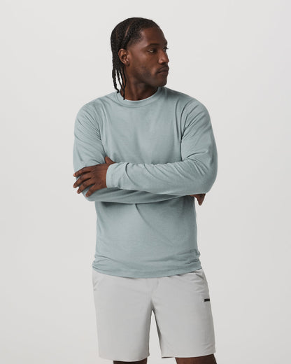 Long Sleeve Ponto Performance Tee Misty Blue Heather - Vuori