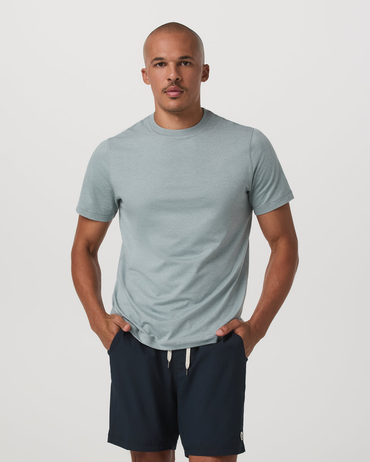 Short Sleeve Ponto Performance Tee Misty Blue Heather - Vuori