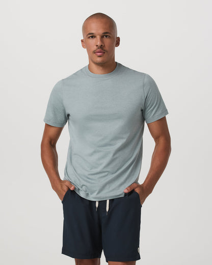 Short Sleeve Ponto Performance Tee Misty Blue Heather - Vuori