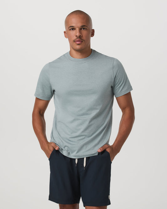 Short Sleeve Ponto Performance Tee Misty Blue Heather - Vuori