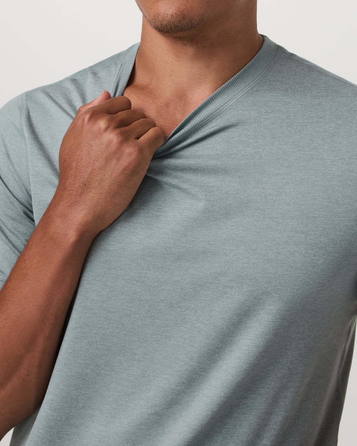 Short Sleeve Ponto Performance Tee Misty Blue Heather - Vuori