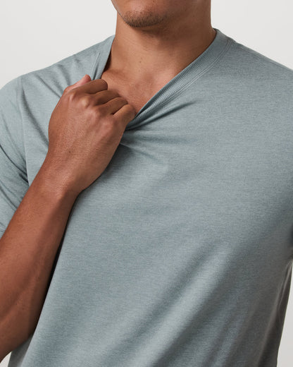 Short Sleeve Ponto Performance Tee Misty Blue Heather - Vuori