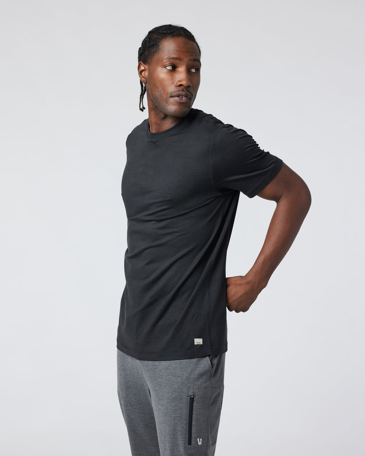 Short Sleeve Ponto Performance Tee Black Heather - Vuori