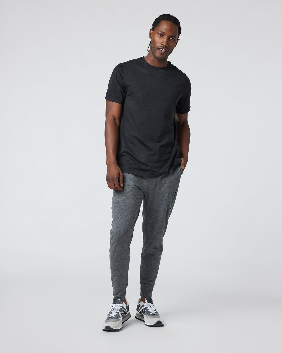 Short Sleeve Ponto Performance Tee Black Heather - Vuori