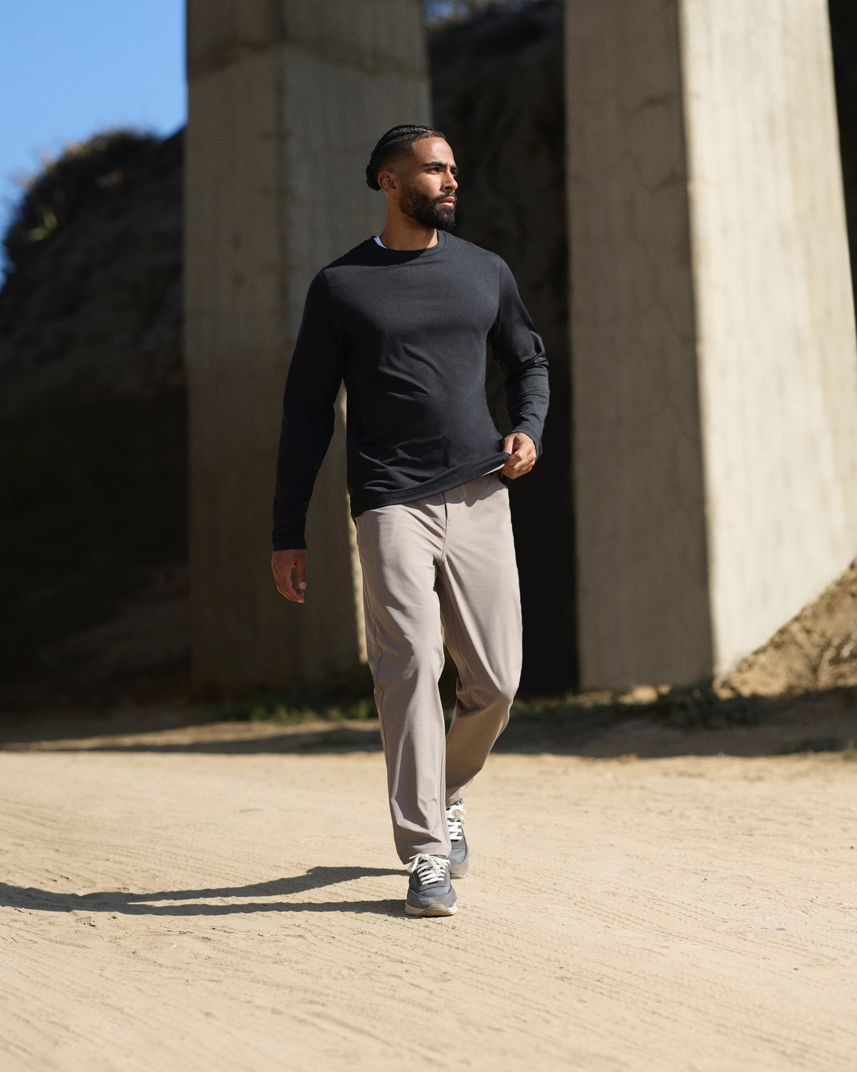 Long Sleeve Ponto Performance Tee Black Heather - Vuori