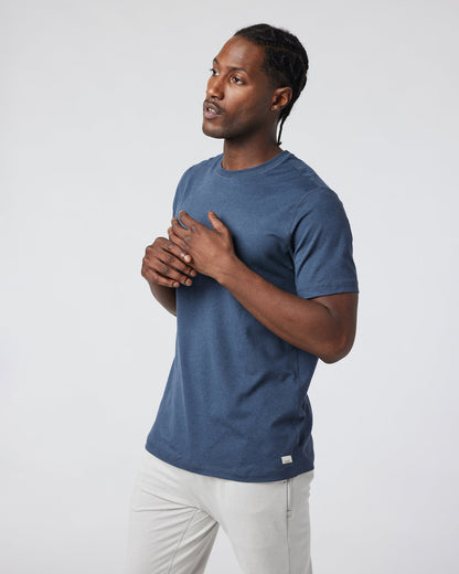 Short Sleeve Ponto Performance Tee Azure Heather - Vuori