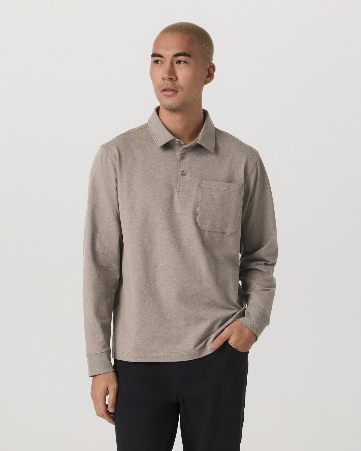 Men's Long Sleeve Coronado Rugby Walnut Heather - Vuori