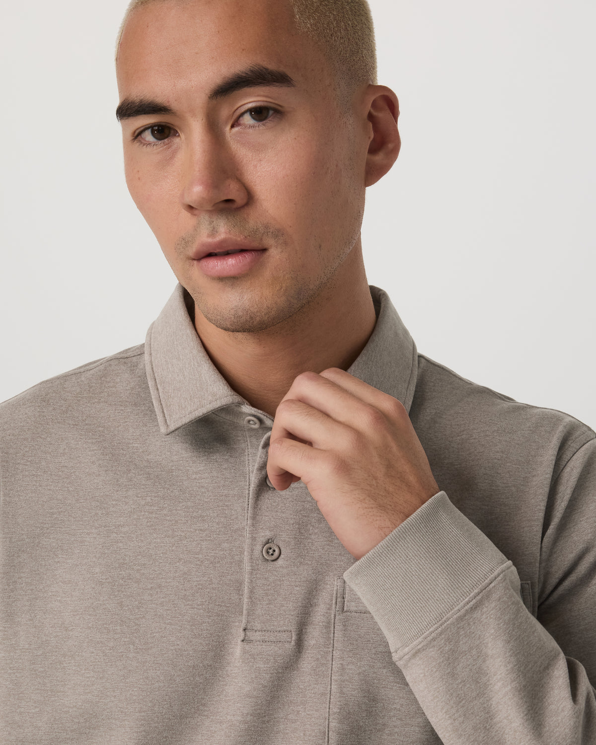Men's Long Sleeve Coronado Rugby Walnut Heather - Vuori